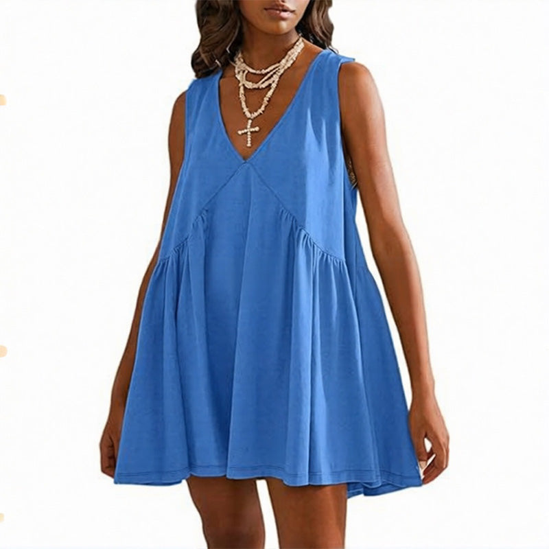 V-Neck Loose-Fit Sleeveless Dress