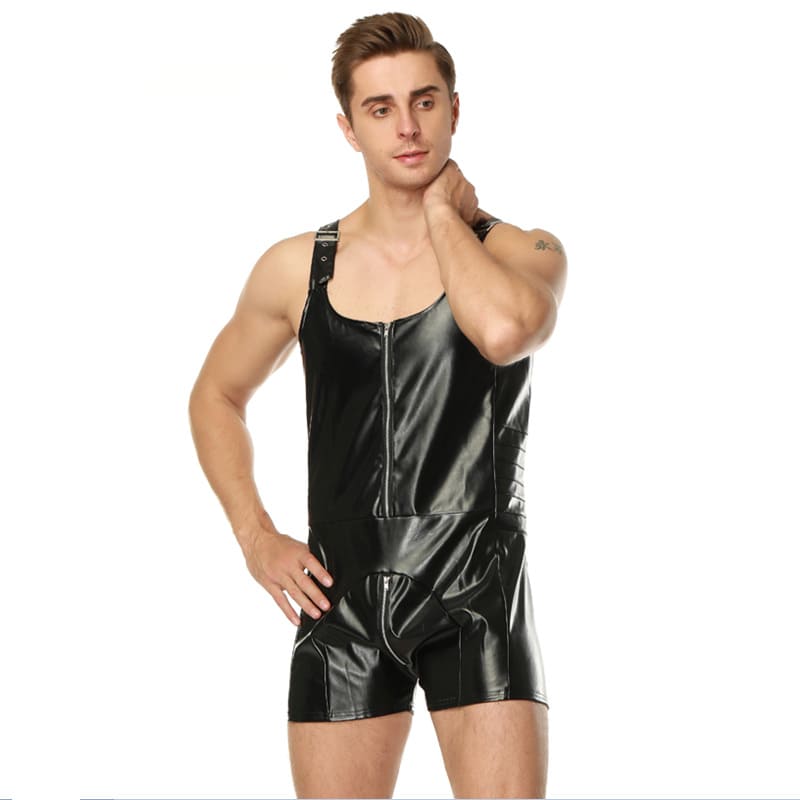 Men's suspender vest bodysuit