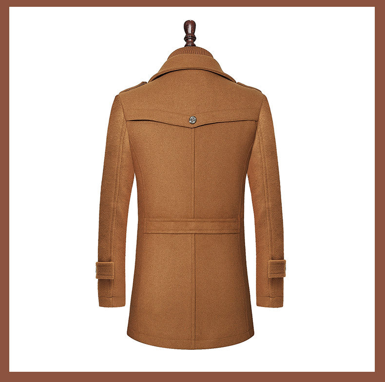 Men Double Collar Wool Coat