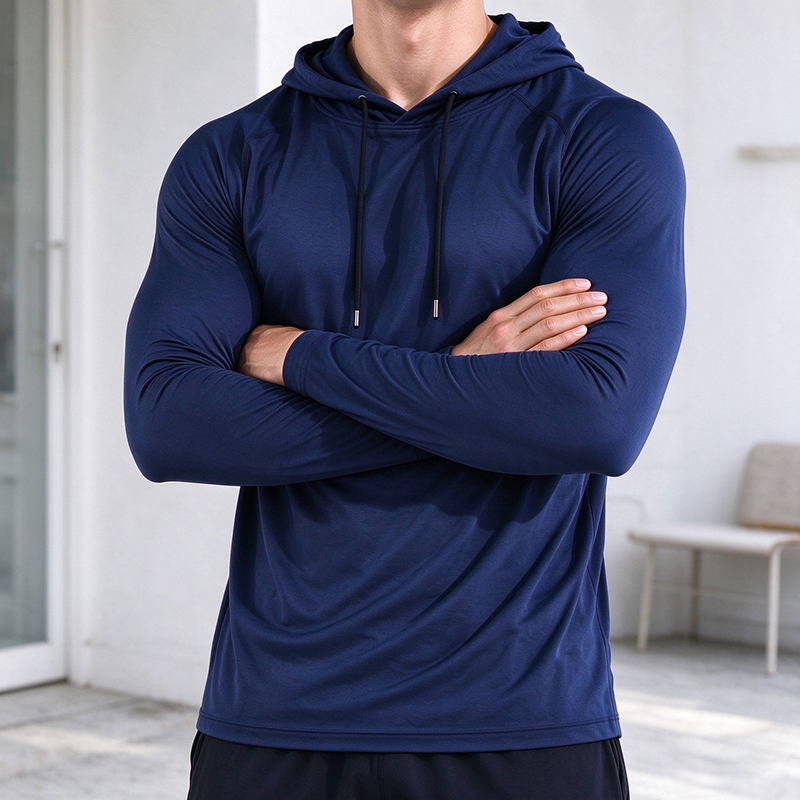 Men’s Long-Sleeve Hooded Pullover Shirt