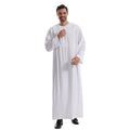 Men's solid color long Muslim robe with pockets