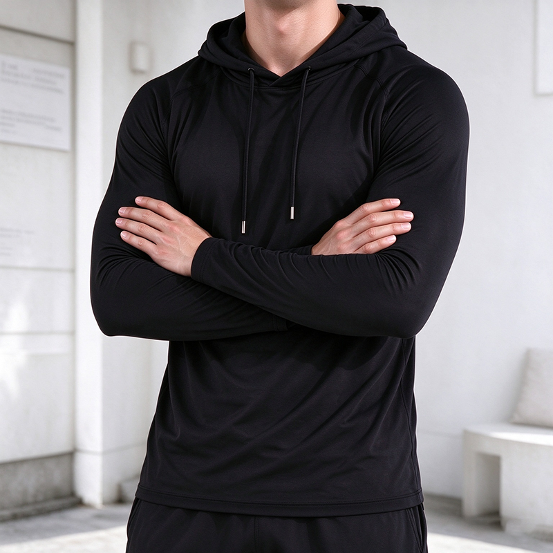 Men’s Long-Sleeve Hooded Pullover Shirt