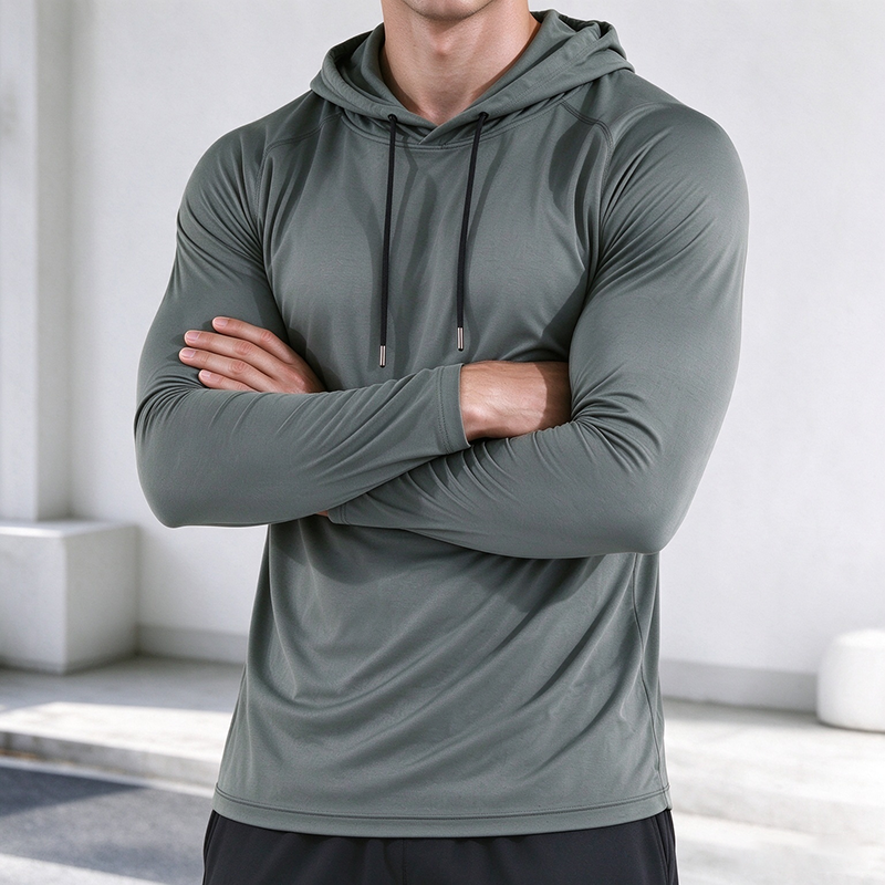 Men’s Long-Sleeve Hooded Pullover Shirt
