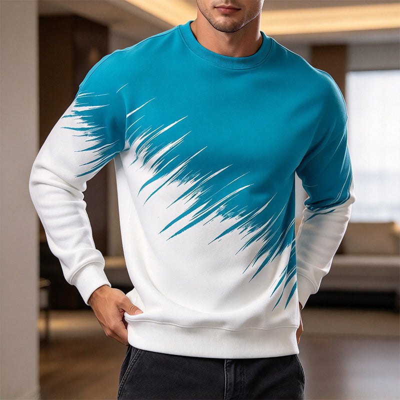 Men Art Print Long Sleeve Crew Sweatshirt