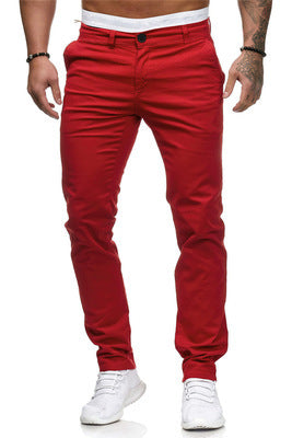 Men's Casual Slim Fit Solid Color Trousers