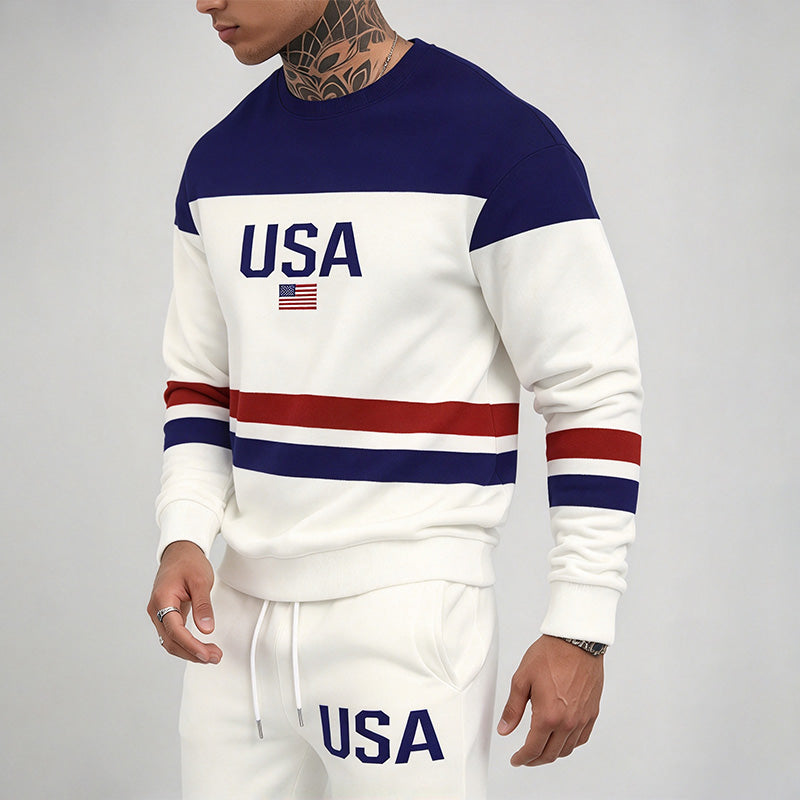 Men’s 3D-print casual two-piece set