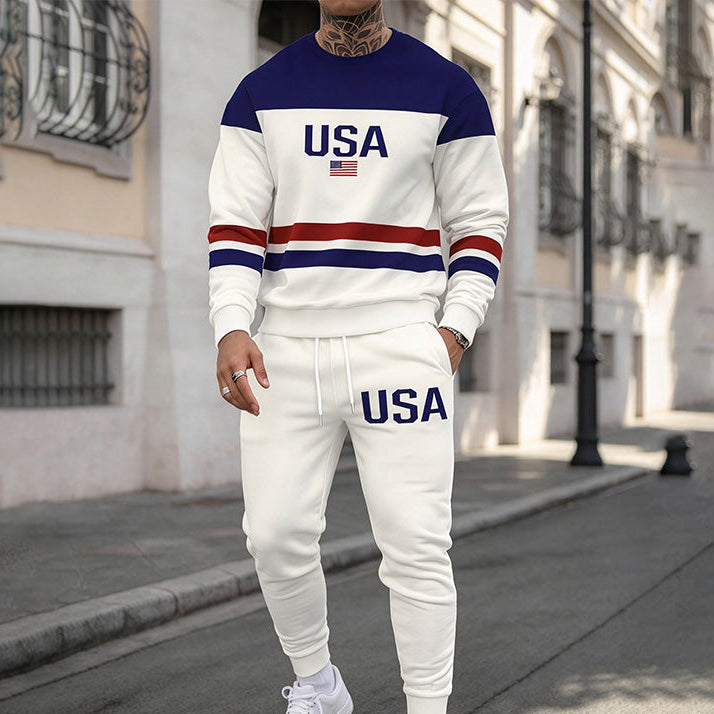 Men’s 3D-print casual two-piece set
