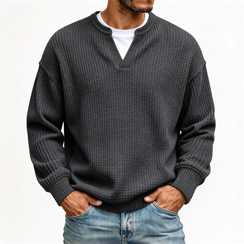 Men's Waffle V-Neck Pullover