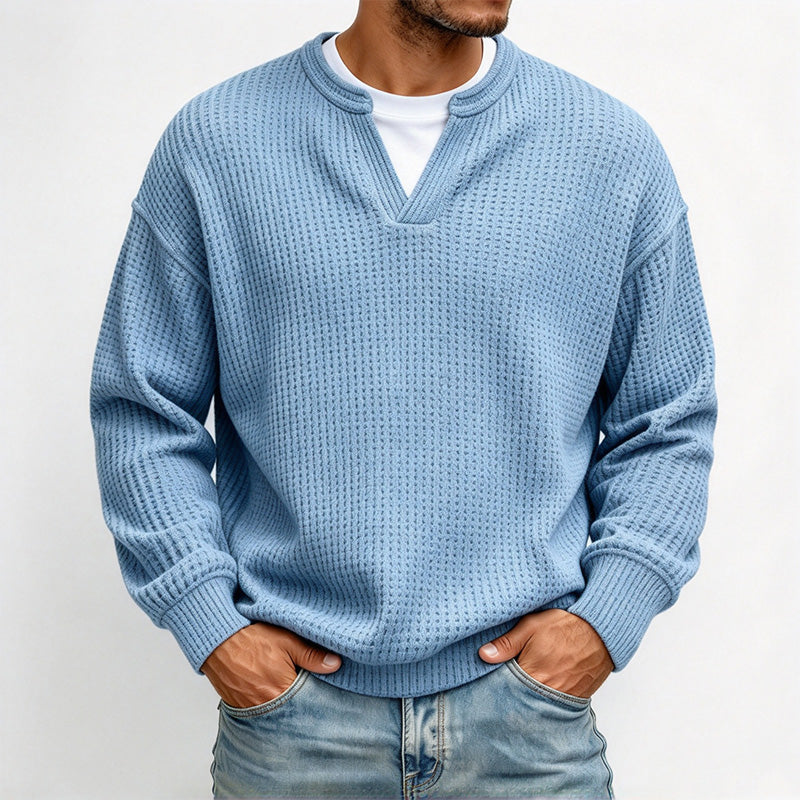 Men's Waffle V-Neck Pullover
