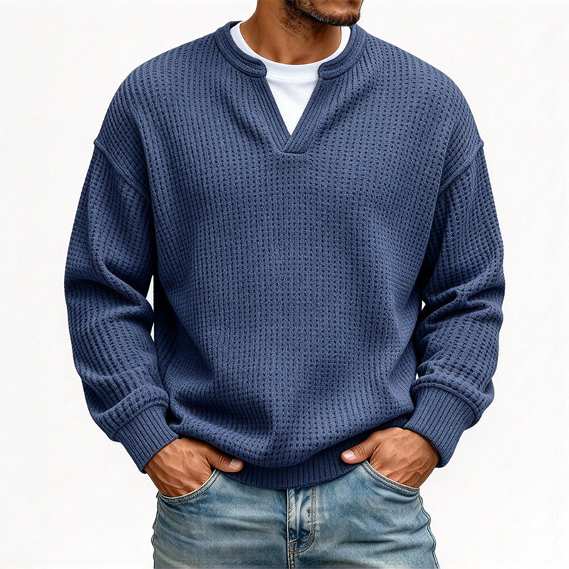 Men's Waffle V-Neck Pullover