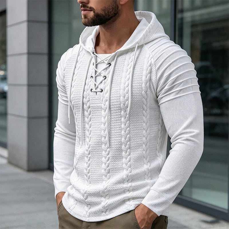 Men’s Cable-Knit Drawstring Hoodie