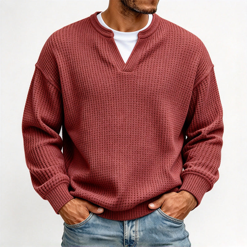 Men's Waffle V-Neck Pullover