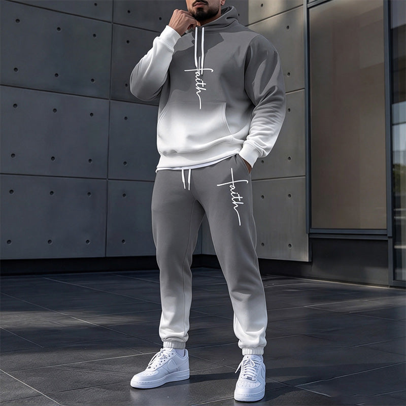 Men's Printed Hoodie Jogger Set