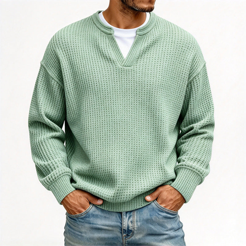 Men's Waffle V-Neck Pullover