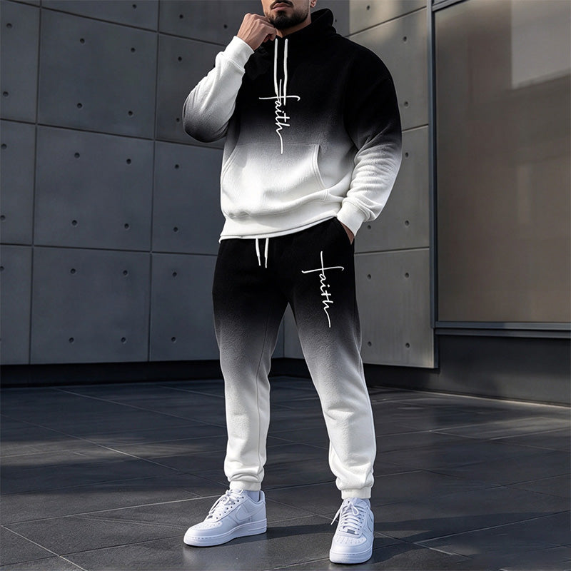 Men's Printed Hoodie Jogger Set