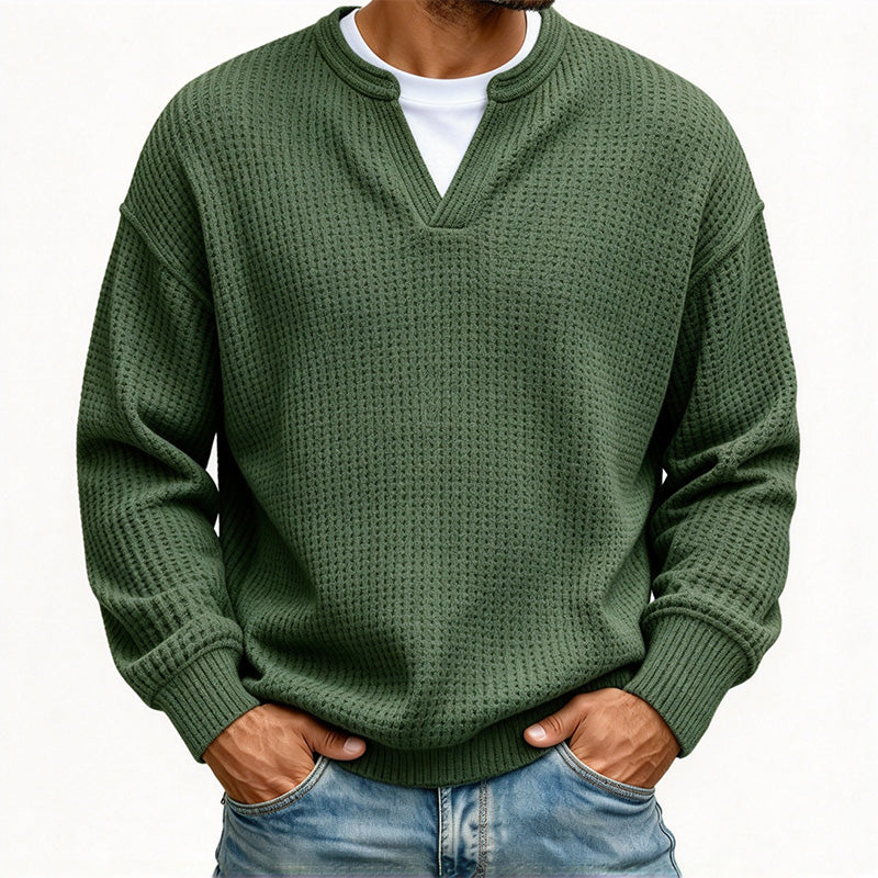 Men's Waffle V-Neck Pullover