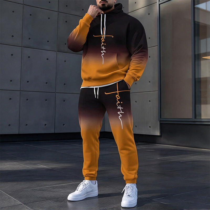 Men's Printed Hoodie Jogger Set