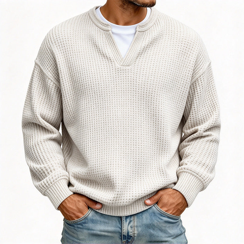 Men's Waffle V-Neck Pullover