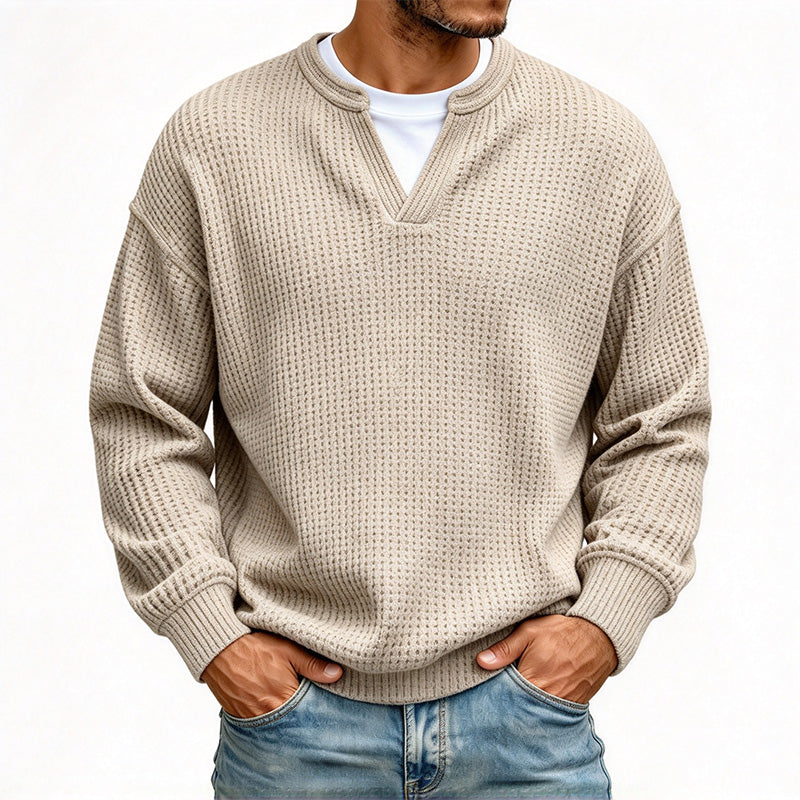 Men's Waffle V-Neck Pullover