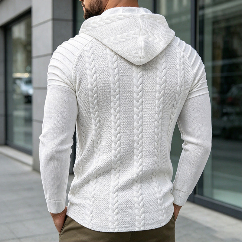 Men’s Cable-Knit Drawstring Hoodie
