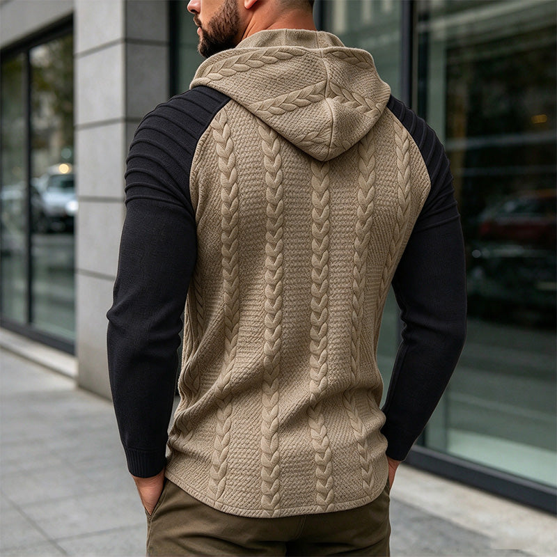 Men’s Cable-Knit Drawstring Hoodie