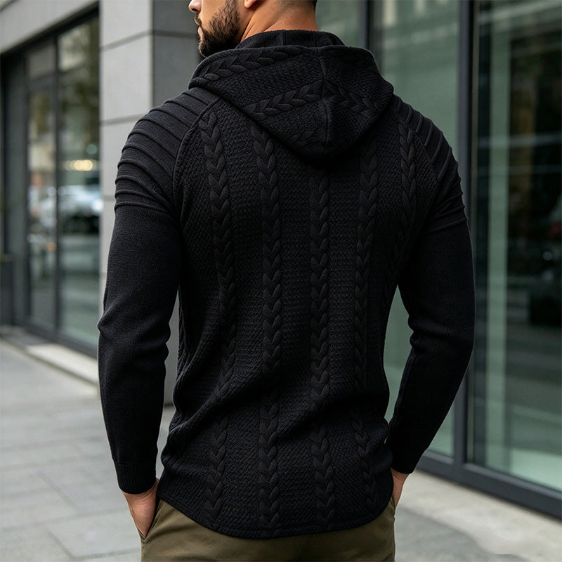 Men’s Cable-Knit Drawstring Hoodie