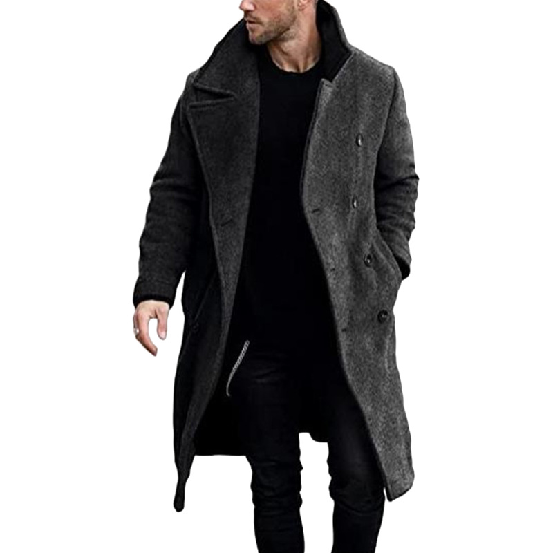 Men Elegant Longline Double Breasted Coat