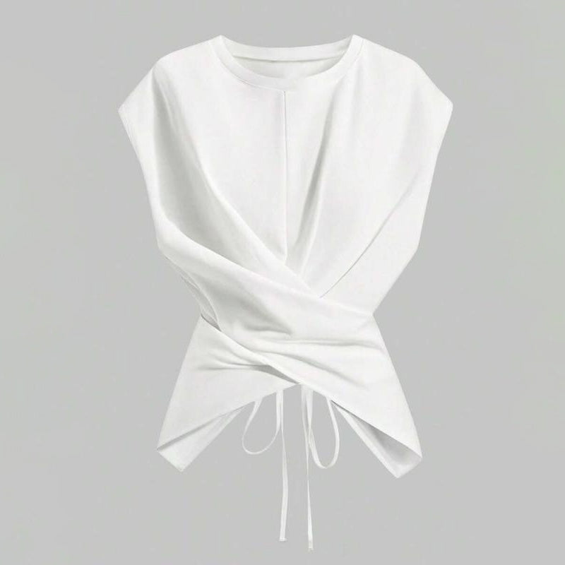 Casual crossover wrap sleeveless top