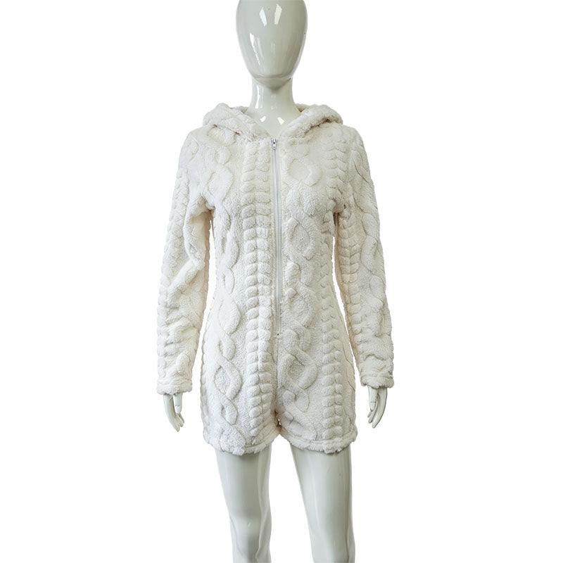 Cute bear pattern plush romper loungewear