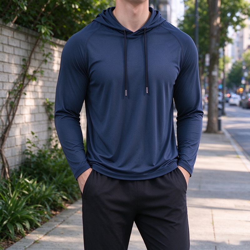 Men’s Long-Sleeve Hooded Pullover Shirt