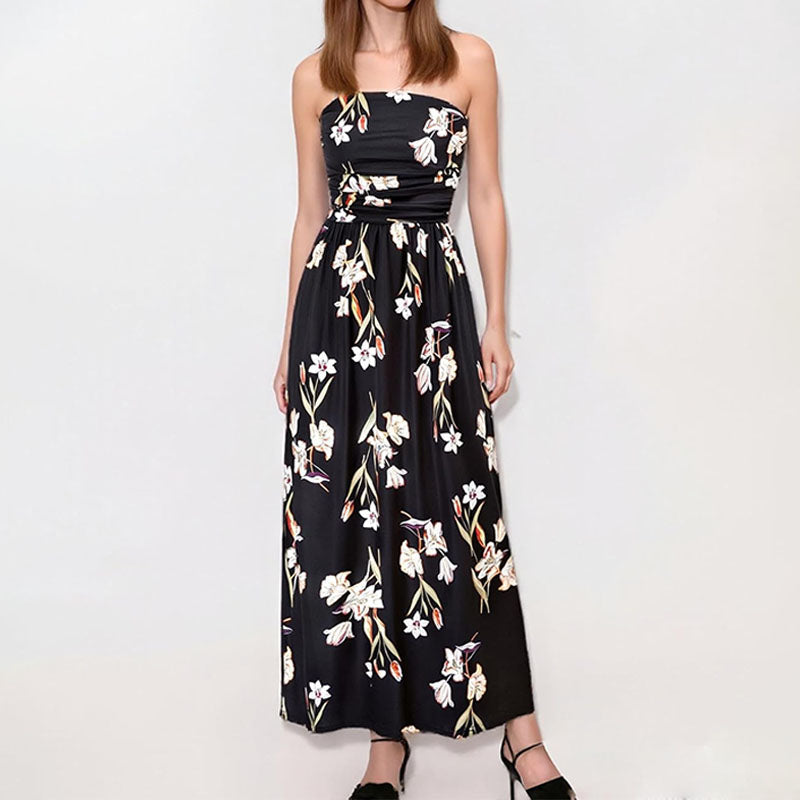 Pleated off-shoulder sleeveless dress