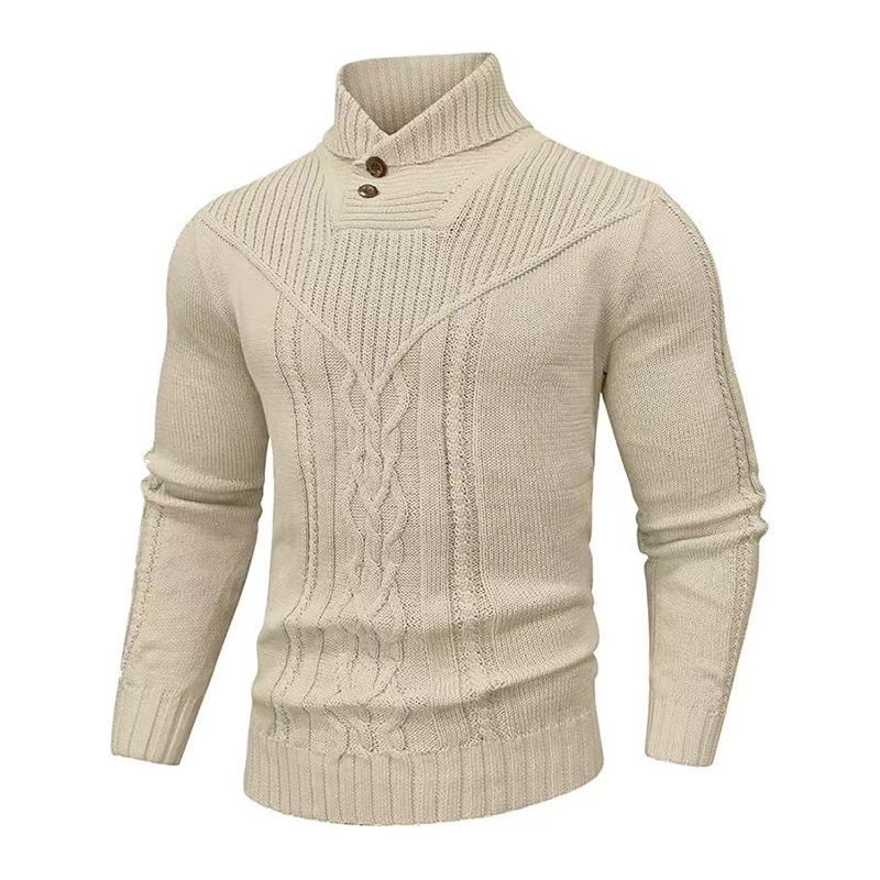 Mens Twist Knit Long Sleeve Pullover Sweater Top