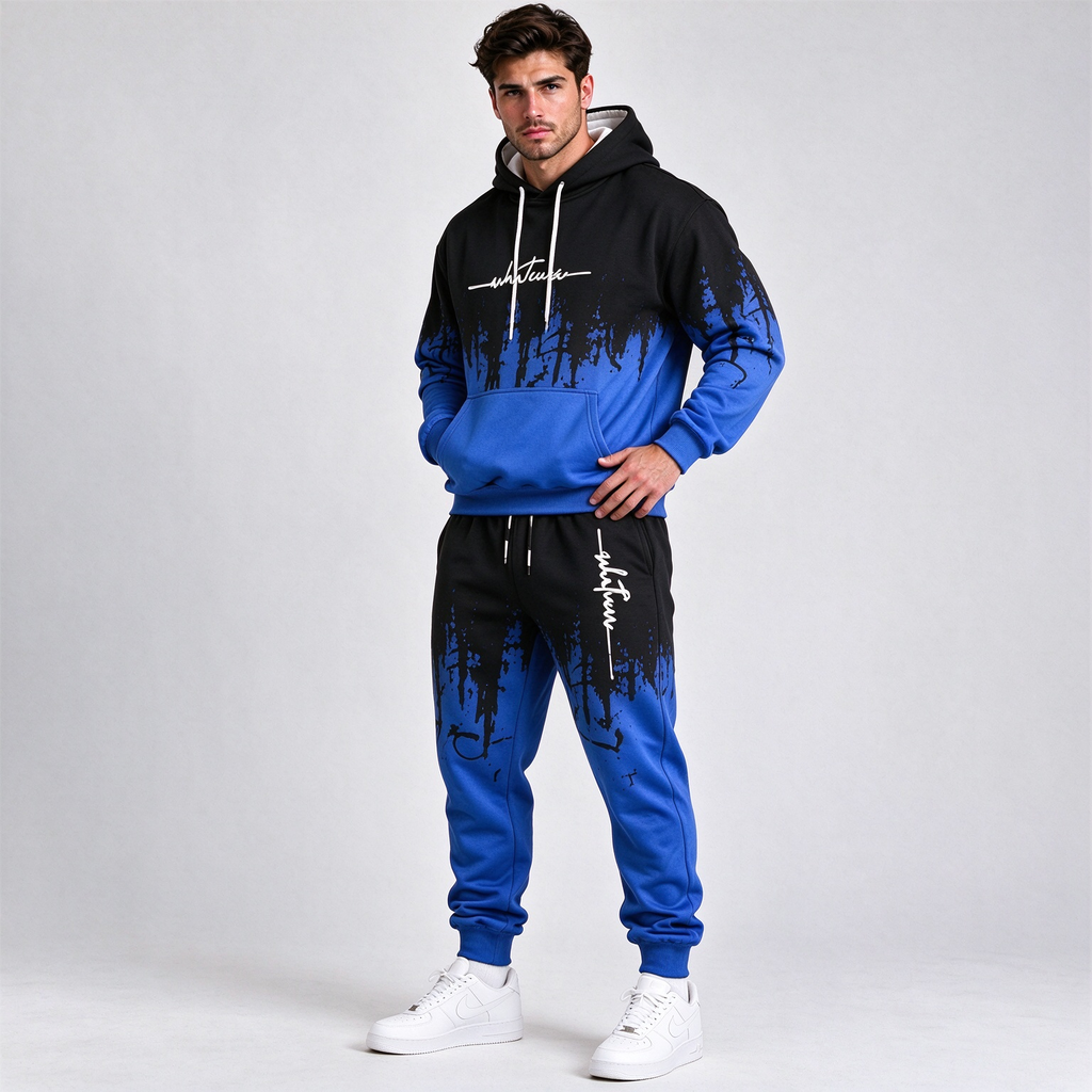 Streetwear Gradient Hoodie And Jogger Set