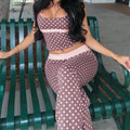 Retro polka dot backless camisole two-piece set