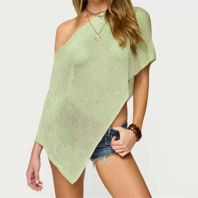 Asymmetrical Knit Shawl Cover up