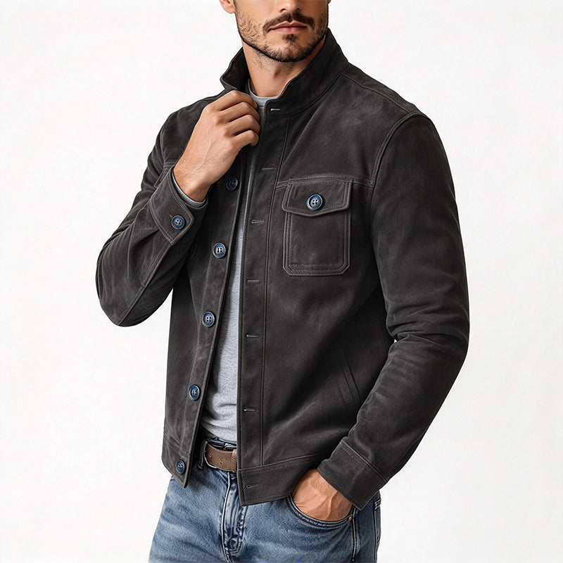 Men's stand-up collar retro work jacket