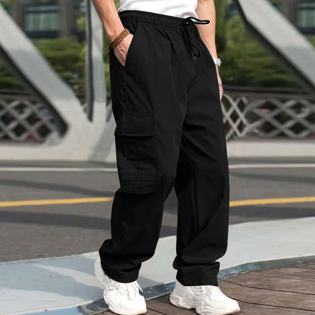 Men’s Elastic Waist Cargo Jogger Pants