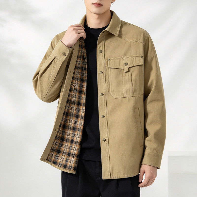 Men's plaid lined work jacket
