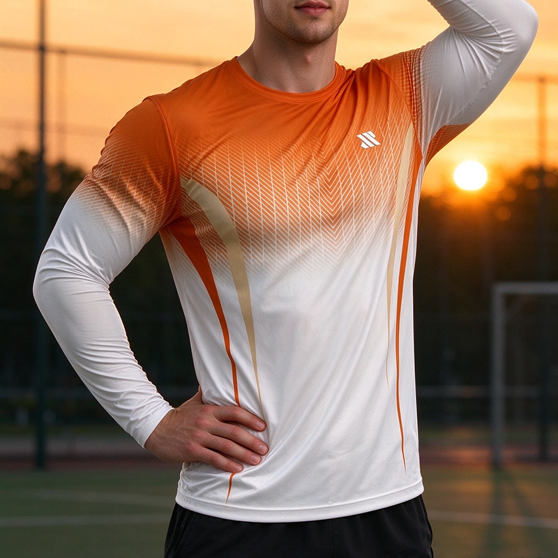 Men's Gradient Geometric Long Sleeve T-Shirt