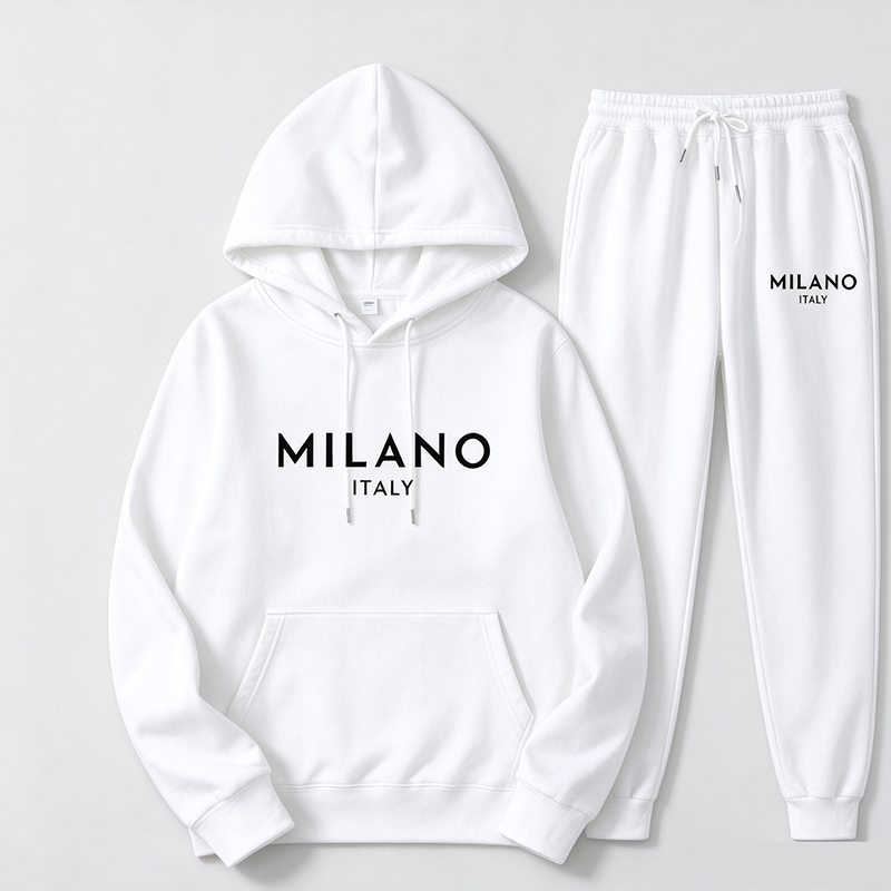 Men's Stylish Printed Hooded Tracksuit Set