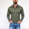 Men's slim-fit long-sleeved polo shirt