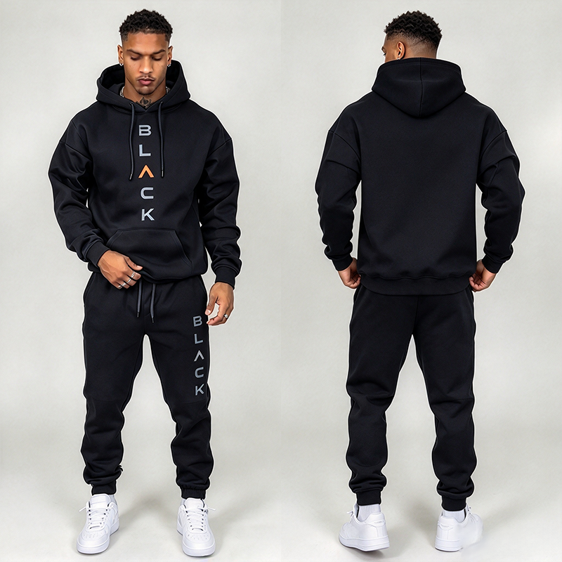 Men's Letter Print Hooded Suit