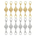 Magnetic diamond-encrusted ball jewelry clasp set