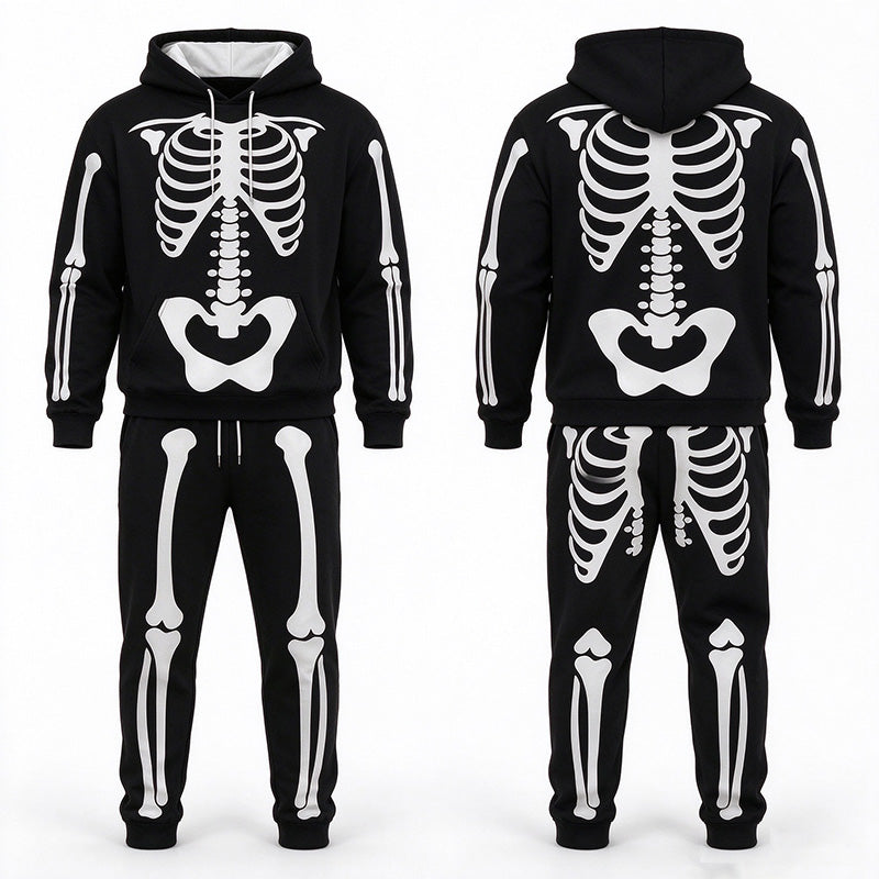 Skeleton Print Hoodie Tracksuit