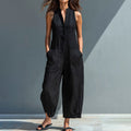 Casual loose sleeveless wide-leg jumpsuit