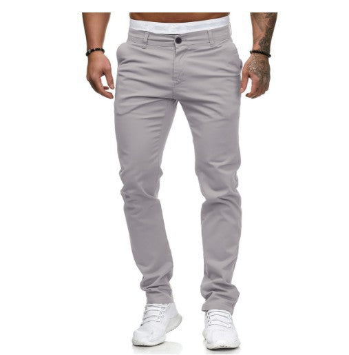Men's Casual Slim Fit Solid Color Trousers