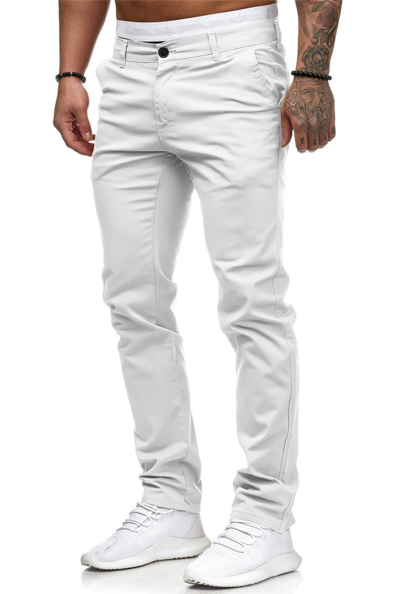 Men's Casual Slim Fit Solid Color Trousers