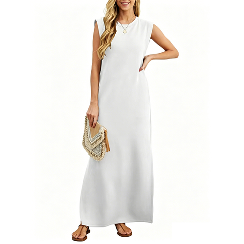 Casual Crew  Neck Sleeveless Maxi Dress