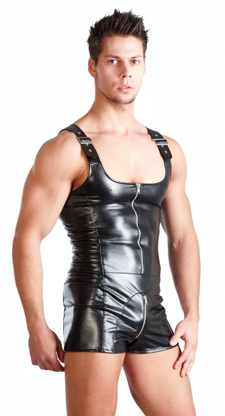 Men's suspender vest bodysuit