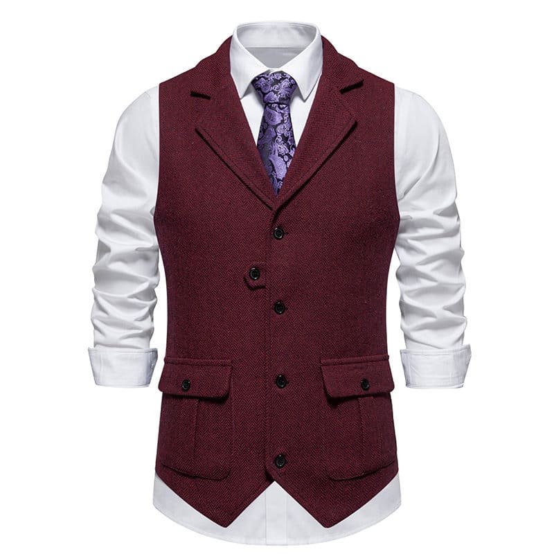 Men's Retro Lapel Vest Short Suit Vest
